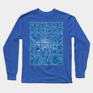 Washington DC, United States City Map Typography - Blueprint Long Sleeve T-Shirt